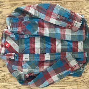 Plaid Flannel Shirt - Red, Blue, and White, green